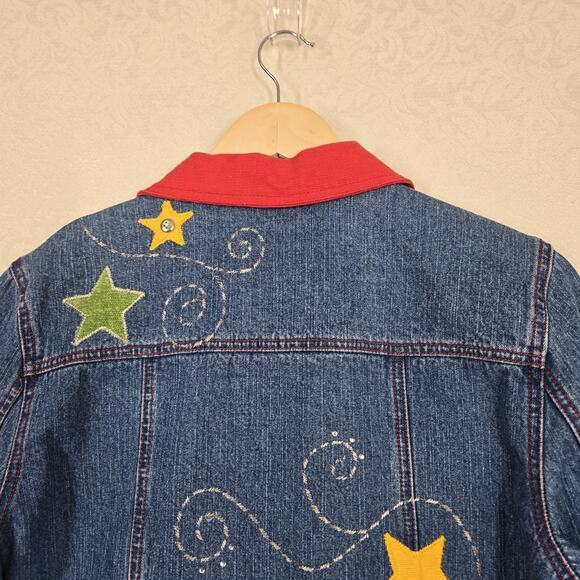 VTG Bleu Bayou Blue Denim Jacket sz M Snowman Winter Holiday Christmas Cotton - Picture 11 of 16